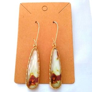 Clearance! #5 New! 18k Gold Plated Marbled Stone Dangle Earrings